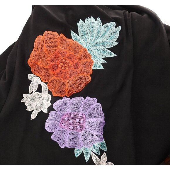 Disney Alice Wonderland Looking Glass Natori Black Floral Fringe Kimono L - Picture 13 of 15